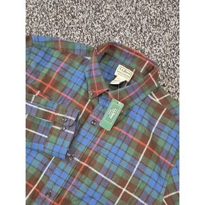 LL Bean Mens Flannel Shirt Large Regular Scotch Plaid Long Sleeve 298167 NWT